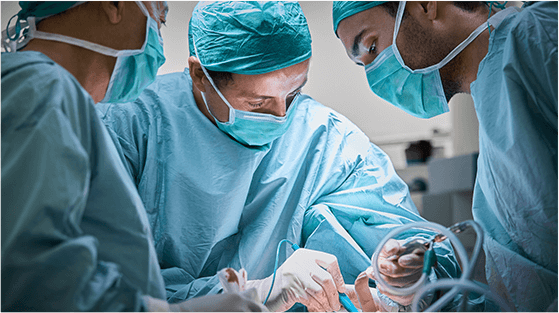 Surgical team performing an operation